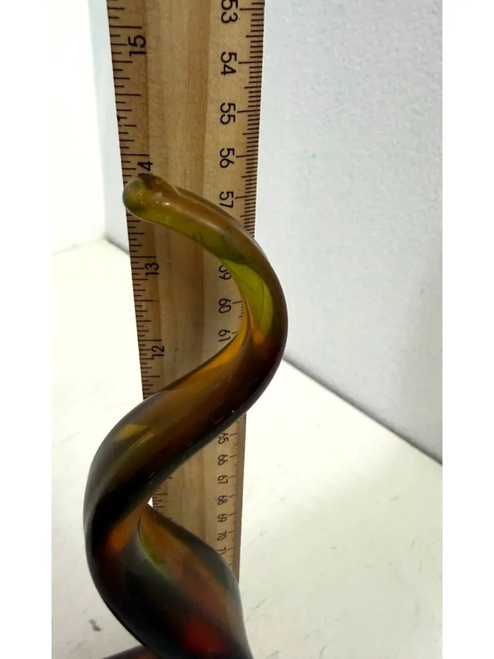 Murano Style Art Heavy Glass Swirl Music Abstract Sculpture Amber Green 14” VTG